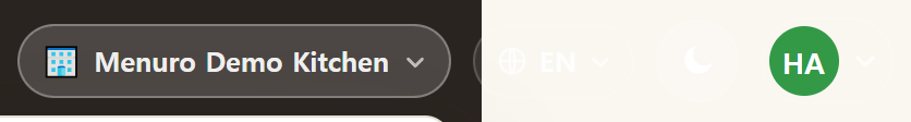 The account menu, top-right
