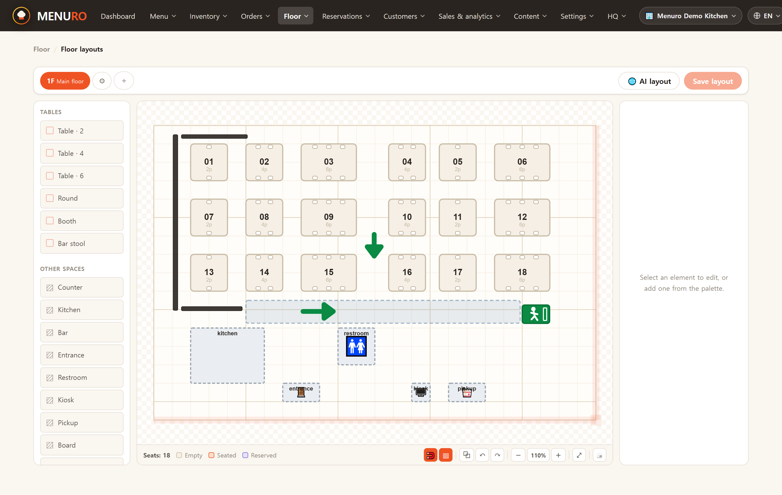 The floor-layout editor