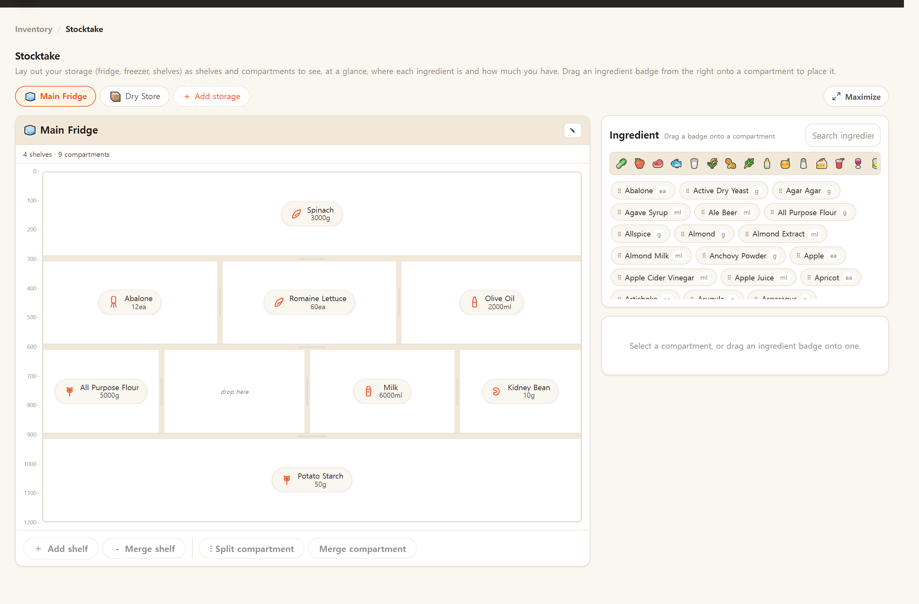 Stocktake — counting what is on hand