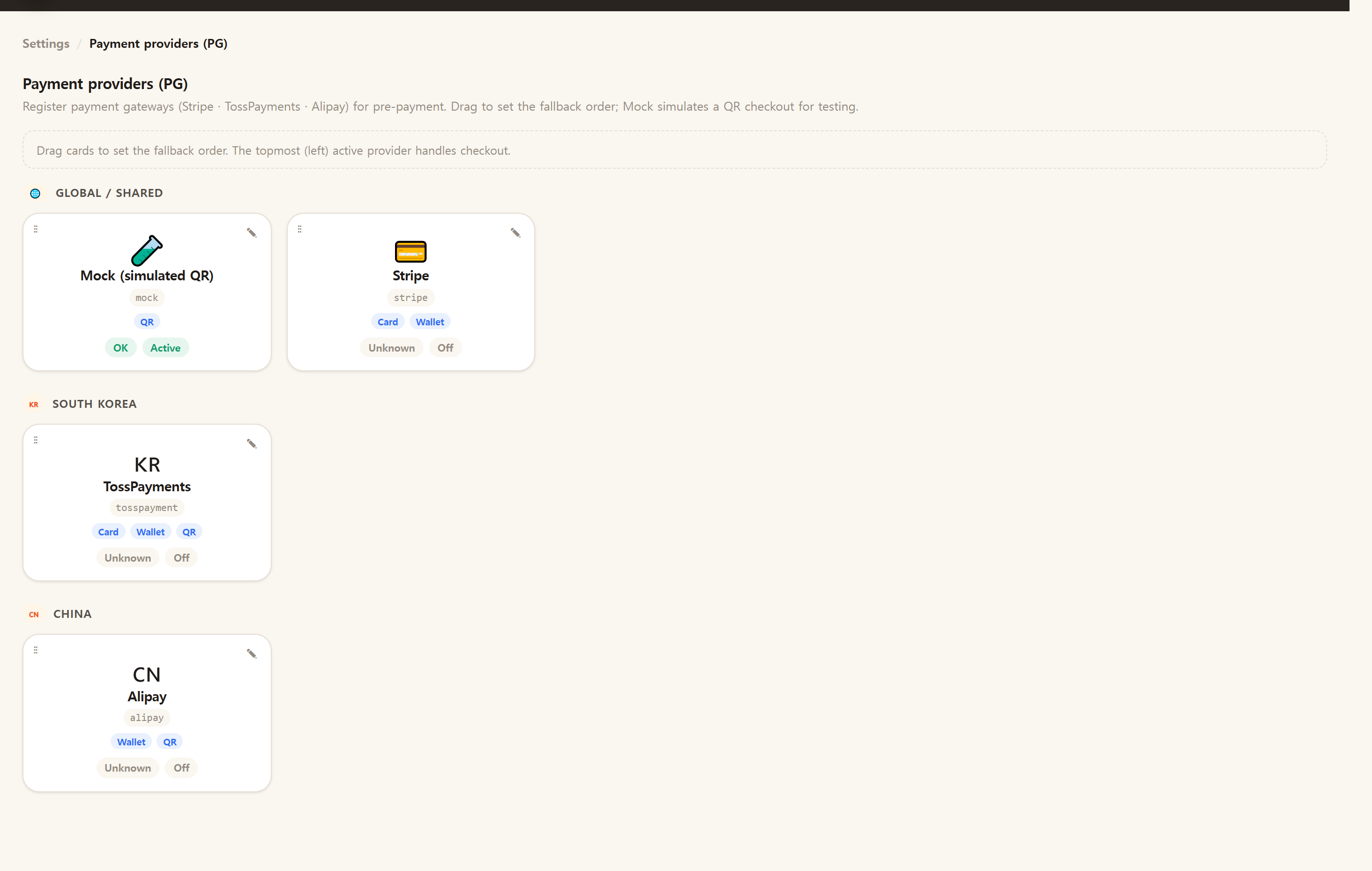 The payment gateway (PG) providers list