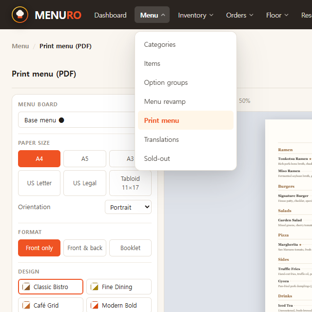 Find it under Menu
